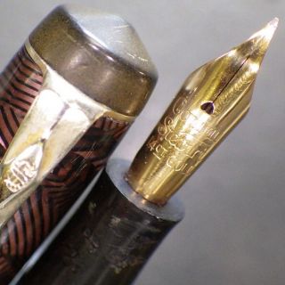 Conway Stewart Geometric Lever Fountain Pen 14k Gold Flex M Nib Sac