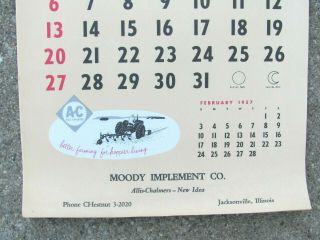 1957 Allis Chalmers Dealer Calendar Moody Implement Co Jacksonville Il Idea