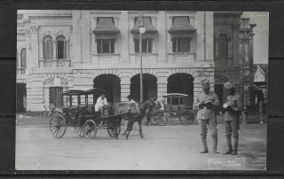 E8515 Singapore Old Postcard High Street Real Photo Horse Carriage