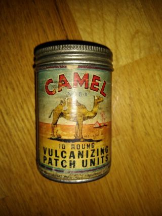 Vintage Camel Vulcanizing Patch Units Cannister Extremely Rare Great Graphics.