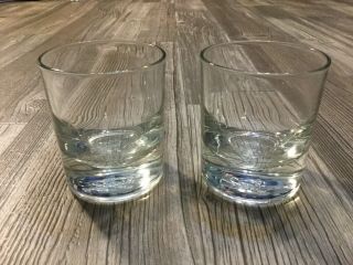 Vintage Crown Royal Rocks Glasses (2) Embossed Logo “italy” Weighted Bar 6 Euc