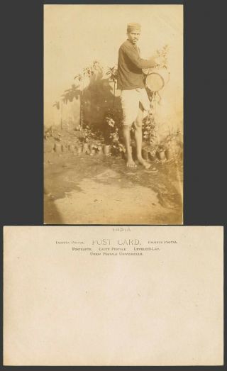 India Old Real Photo Postcard A Malee,  Native Indian Gardener With Watering Can