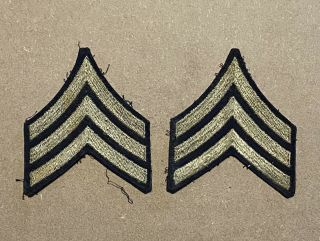 Ww2 Us Army Sergeant Chevrons,  Pair,  Embroidered Twill,  4th Armored