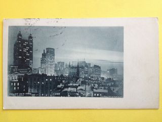Cpa Old Postcard De 1899 Usa Lower York At Night