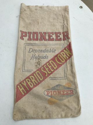 Vintage Pioneer Hybrid Seed Corn Cloth Sack Bag Farm Advertising