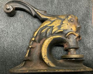 Antique Cast Iron Lion Head Seal Embosser / Stamper Corporate Seals