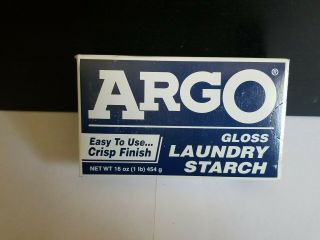 Vtg Argo Gloss Laundry Starch 16 Oz Box Old Stock 1988 Farm Decor Prop