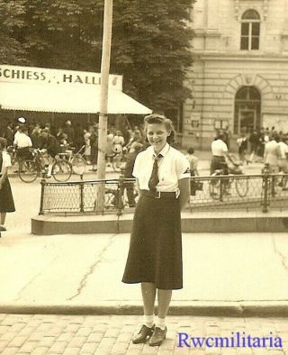 Rare Full Outdoor Pic Female German Bdm Girl Posed On City Street