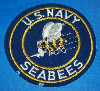 Cut - Edge Wool Ww2 U.  S.  Navy Seabees 4 Inch Pocket Patch