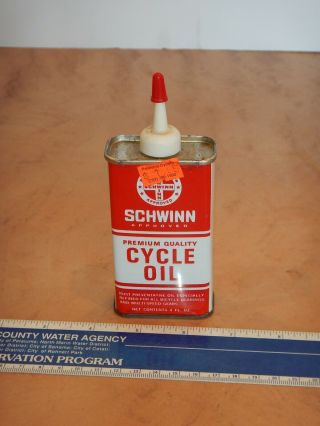 Vintage Schwinn Approved Cycle Oil Handy Oiler Old Advertising Tin Can,  Nos