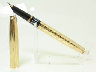 Vintage 60´s German Unbranded Pistonfiller Fountain Pen Gold Overlay 14ct F Nib