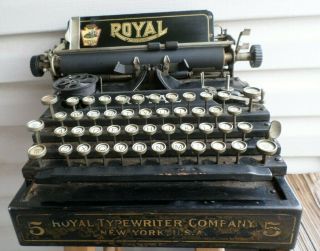 Antique 1912 Royal 5 Typewriter Made In York Parts Repair Flatbed