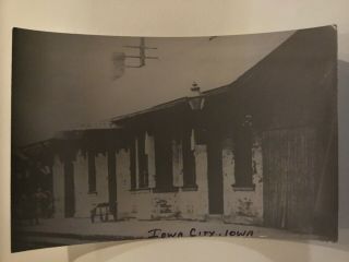 Iowa City Iowa Old Ri Rr Station Railroad Depot B&w Real Photo Postcard Rppc