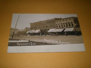 Old Rppc Town View North Side Square Robinson Il Illinois Photo Postcard