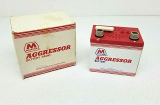 Vintage Marathon Aggressor Battery Am Radio - W Box Gas Oil Advertising