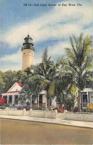 C.  1940 Old Light House Key West Fl Post Card Linen