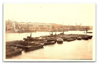 Vintage Postcard Rppc Old London Docks Tower Of London England Thames F11