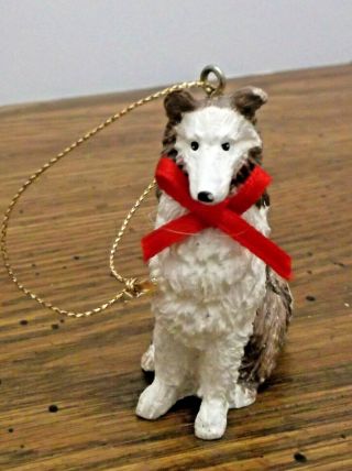 Sitting Collie Puppy Dog Christmas Tree Ornament/figurine Resin Ex