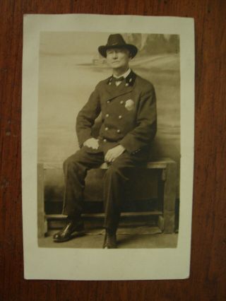 Old Rppc Photo Postcard Police Officer Sheriff ? Calhoun Studio Minneapolis Mn