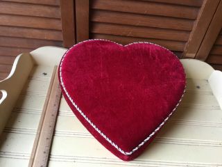 Vintage Red Velvet Covered Russell Stover Heart Shaped Valentine Candy Box 11 " T