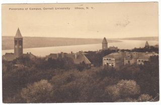 Old Vintage Ithaca Ny Postcard Panorama Of Campus Cornell University