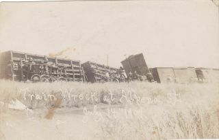 Old Real Photo Postcard Train Wreck Alpena Sd July 14 1909
