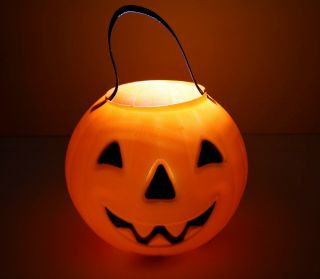 Vintage Carolina Halloween Jack O Lantern Pumpkin Candy Bucket 1980 Blow Mold