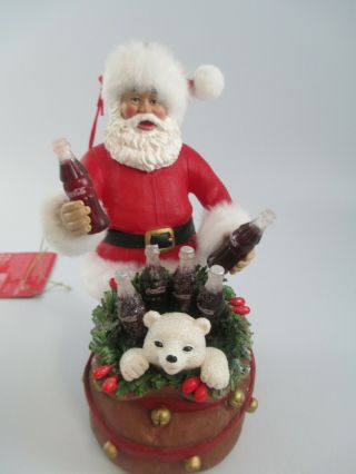 Coca - Cola Kurt Adler 2020 Santa With Polar Bear Cub Holiday Christmas Ornament