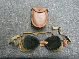 Wwii Us Army Mountain Troops Ski Goggles - - W/ Pouch