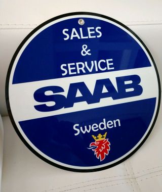 Saab Advertising Sign.  12 In Diameter