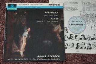 Klemperer/ Annie Fischer: Schumann & Liszt (b/s Columbia Sax 2485 Uk Lp Ex Audio