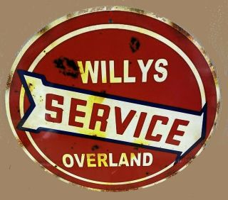 Nostalgic Willys Overland Service Aluminum Tin Metal 12 " Round Sign