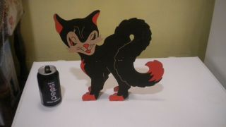 Vintage Halloween Black Cat Stand Up Decoration Made In U.  S.  A.