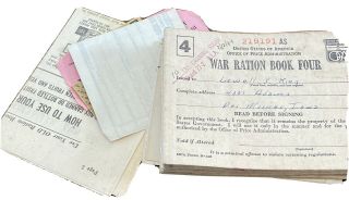 Wwii War Ration Books 1,  2 3,  4,  Sugar Ration Ticket Why Canned Food Is Rationed