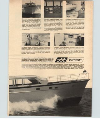 1966 PAPER AD 2 PG Matthews 53 Fly Bridge Triple Cabin Motor Boat Sport Fisherma 2