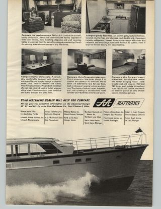 1967 Paper Ad Matthews Motor Boat Yacht Port Clinton Ohio 45 
