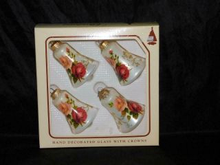 Christmas by Krebs White Red Pink Rose Flower Bell Christmas Ornaments Set 4 3