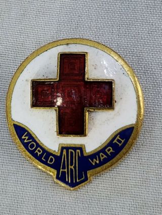 One Ww2 Arc American Red Cross Pin Enameled