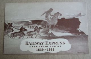 Old Vintage 1939 - Railway Express - Advertising Postcard - Century Of Service