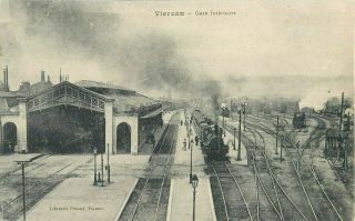 Vierzon France Railroad Station Depot Old Postcard View