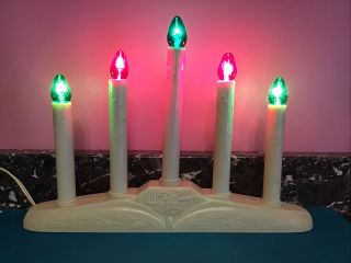 Vintage Christmas 5 Light Window Candles Electric Plastic Drip Candelabras