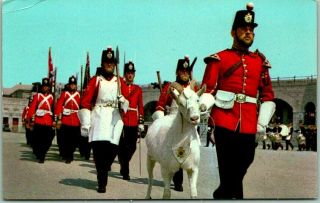 Kingston,  Ontario Canada Postcard Old Fort Henry Guard W/ Mascot Goat " David "
