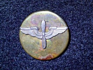 Wwii Aaf Army Air Force Em Branch Collar Insignia Winged Propeller Two - Tone S.  B.