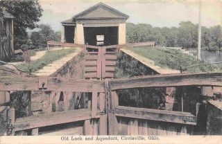 Old Canal Lock & Aqueduct Circleville Ohio 1909 Postcard