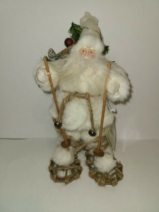 The Santas By Tina Mitchell Art Collectible Santa W/ Goody Bag On Snowshoes