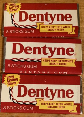3 Packs Vintage Dentyne Gum Cinnamon Packs 8 Sticks In Foil Vintage Gum