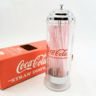 Vintage 1992 Coca - Cola Glass Straw Dispenser Coke Soda Pop 11 " Holder Fountain