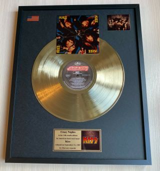 Kiss Crazy Nights 1987 Custom 24k Gold Vinyl Record In Wall Hanging Frame