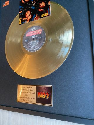 Kiss Crazy Nights 1987 Custom 24k Gold Vinyl Record in Wall Hanging Frame 3