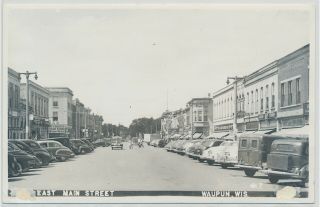 Waupun,  Wi Wisconsin Old Rppc Postcard,  East Main Street Scene